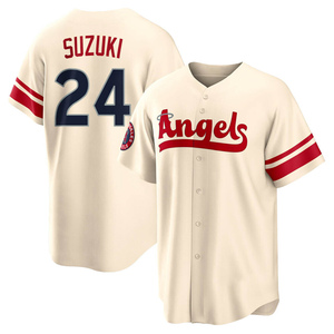 2022-23 City Connect Youth Los Angeles Angels Kurt Suzuki 24 Kurt Suzuki  Jersey - Cream - Bluefink